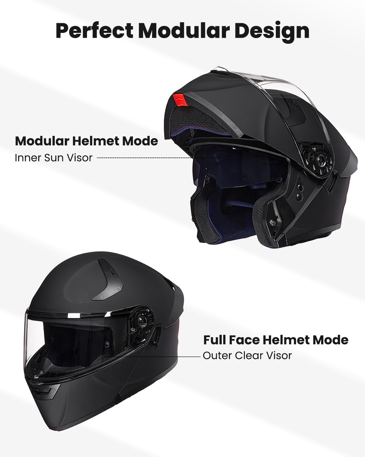 Foto 3 pulgar | Casco De Moto Ilm Ws206 Con Doble Visera Abatible, Cara Completa, Dot - Venta Internacional.