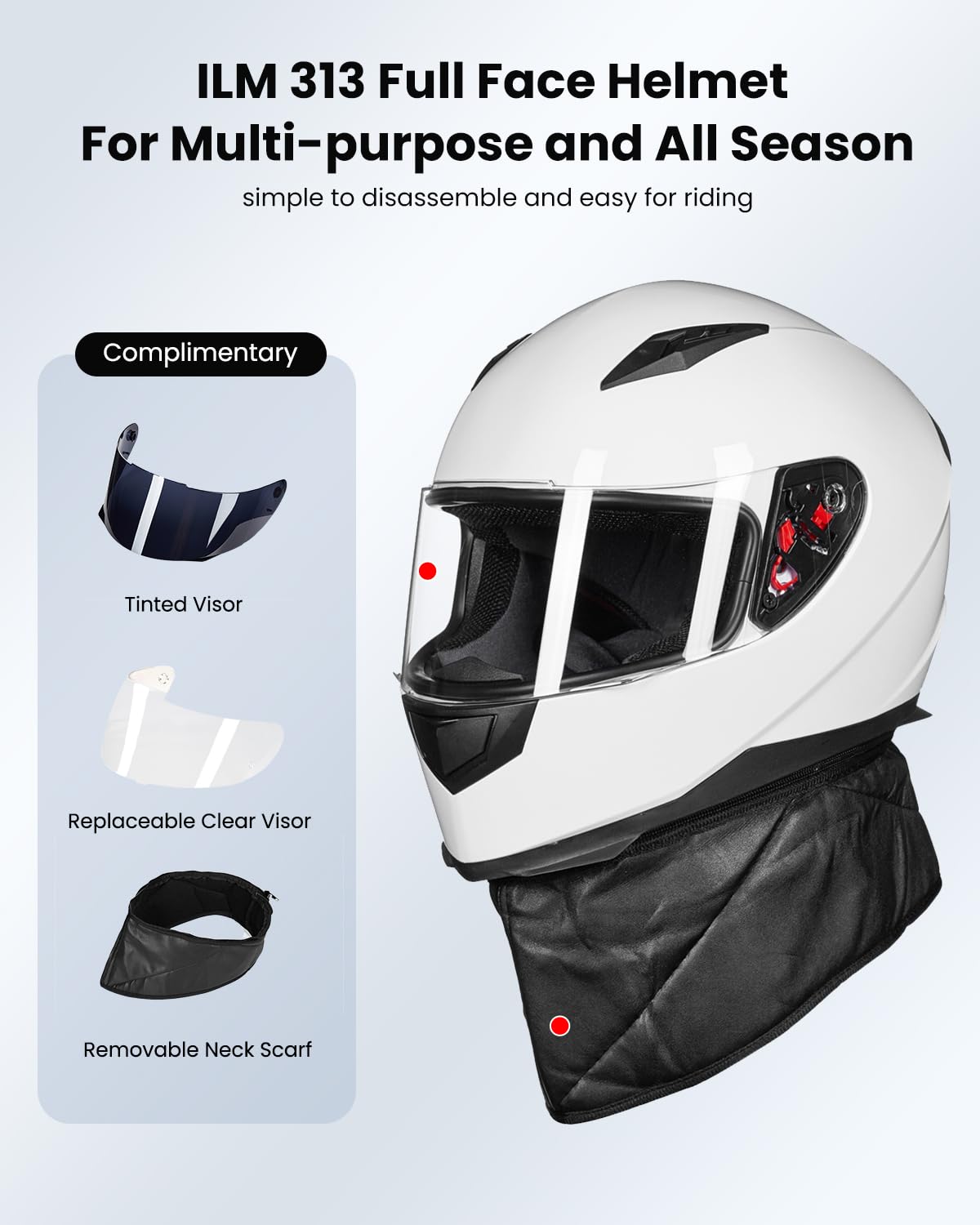 Foto 3 pulgar | Casco De Moto Ilm Integral Con Bufanda De Invierno Dot - Venta Internacional.