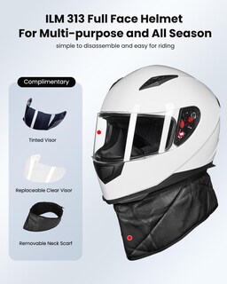 Foto 2 | Casco De Moto Ilm Integral Con Bufanda De Invierno Dot - Venta Internacional.