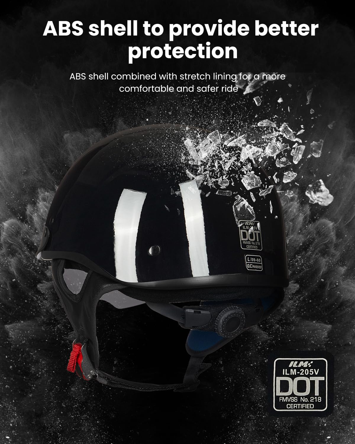 Foto 3 pulgar | Medio Casco De Moto Ilm 205v, Visor Solar De Cara Abierta Dot - Venta Internacional.