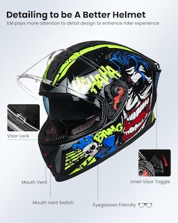 Foto 7 | Casco De Moto Ilm Full Face Dot Z501 Surprise Yellow - Venta Internacional.
