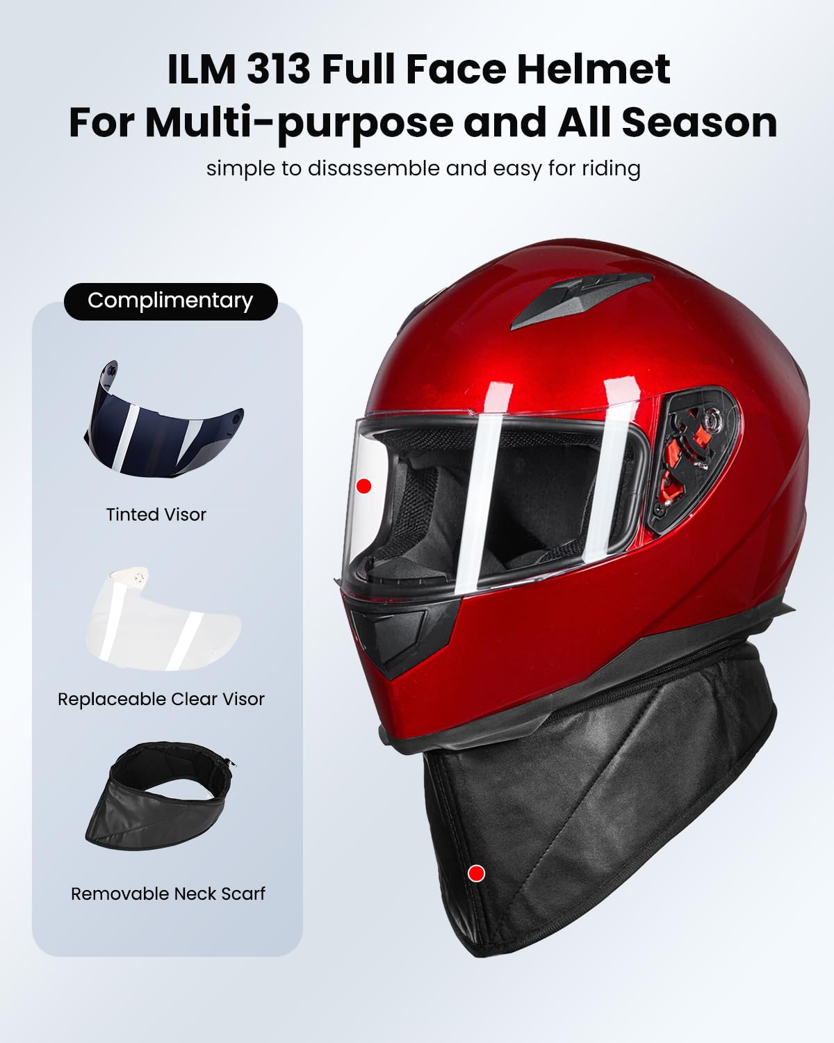 Foto 3 pulgar | Casco De Moto Ilm Integral Con Bufanda De Invierno Dot - Venta Internacional.