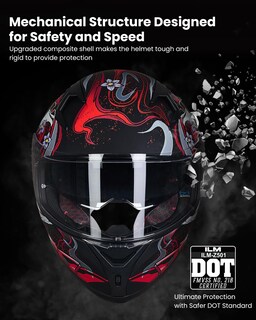 Foto 3 | Casco De Moto Ilm Full Face Dot Z501 Armor Red (xl) - Venta Internacional.