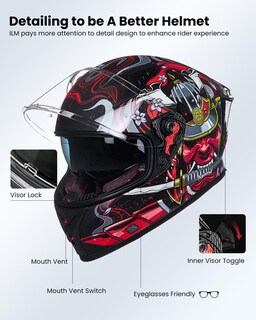 Foto 7 | Casco De Moto Ilm Full Face Dot Z501 Armor Red (xl) - Venta Internacional.