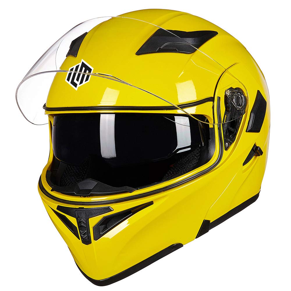Foto 3 pulgar | Casco De Moto Ilm 902 Con Doble Visera Plegable, Modular, Dot, Amarillo - Venta Internacional.