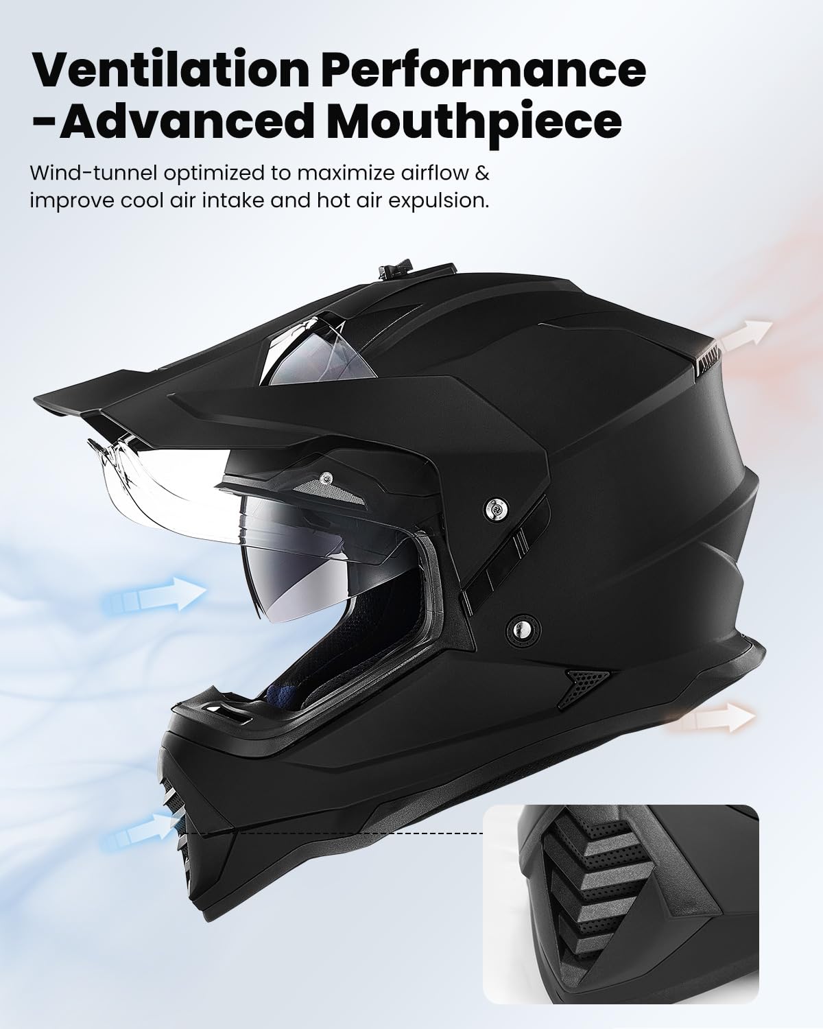 Foto 6 pulgar | Casco De Moto Ilm Dual Sport Adventure Ws902 Matte Black M - Venta Internacional.
