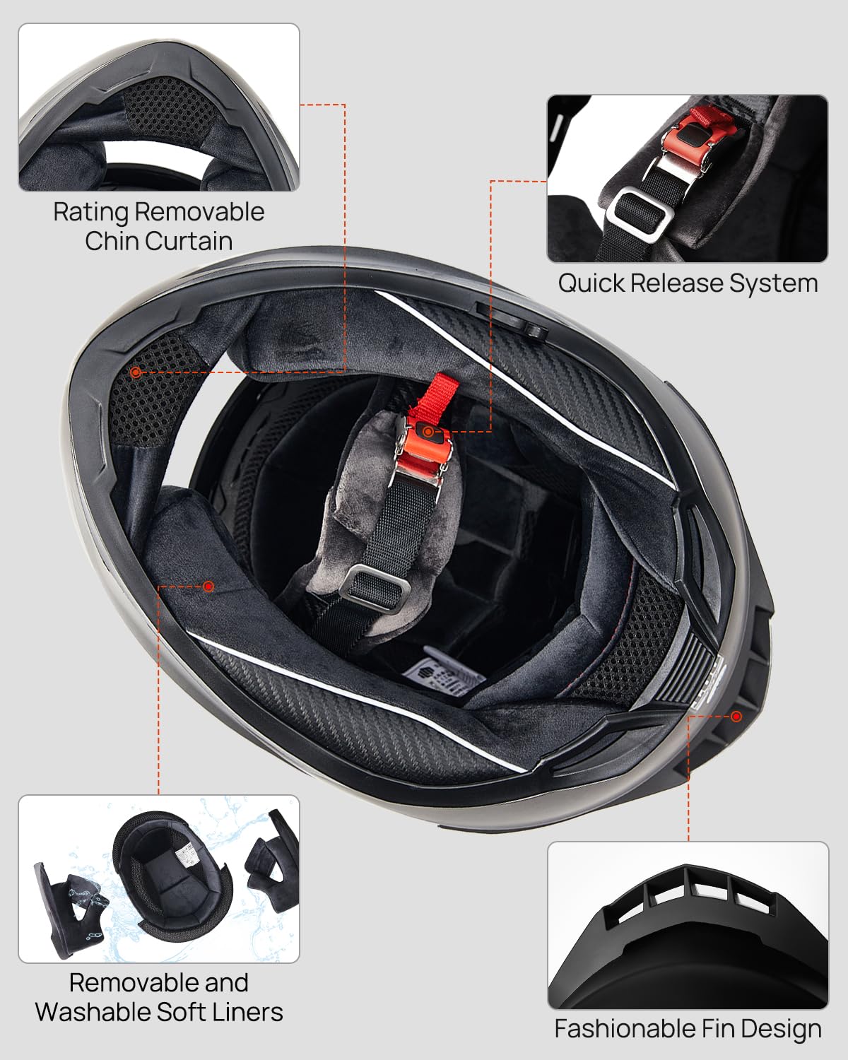 Foto 7 pulgar | Casco Integral Para Moto De Nieve Ilm Modelo 129, Negro Mate - Venta Internacional.
