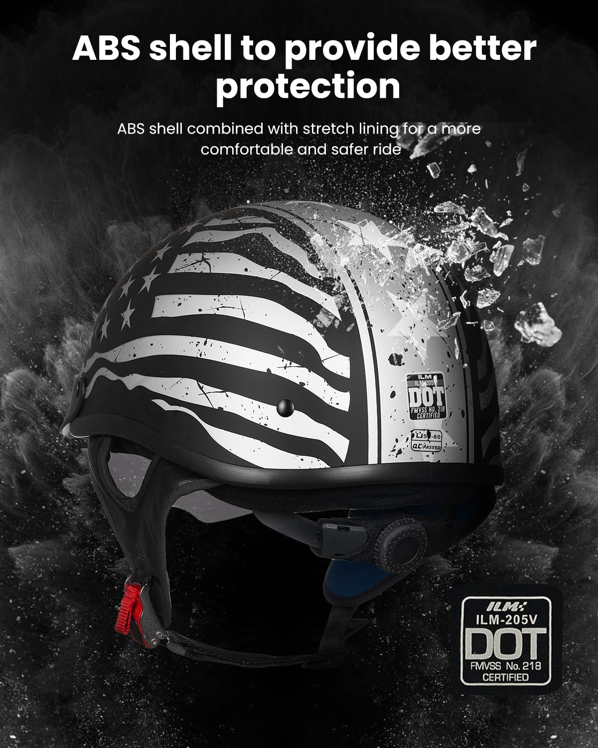 Foto 3 pulgar | Medio Casco De Moto Ilm 205v, Visor Solar De Cara Abierta Dot (s) - Venta Internacional.