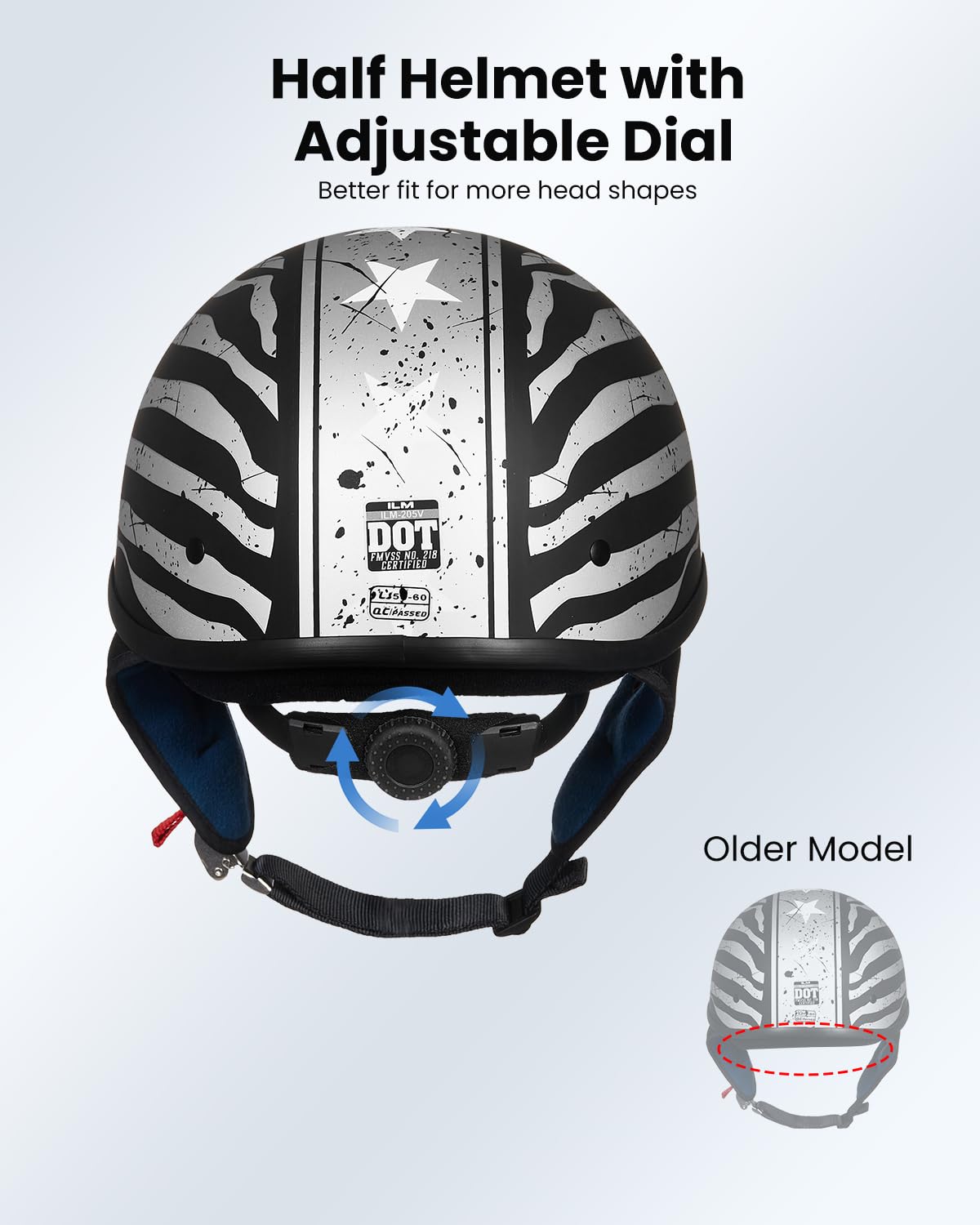 Foto 4 pulgar | Medio Casco De Moto Ilm 205v, Visor Solar De Cara Abierta Dot (s) - Venta Internacional.
