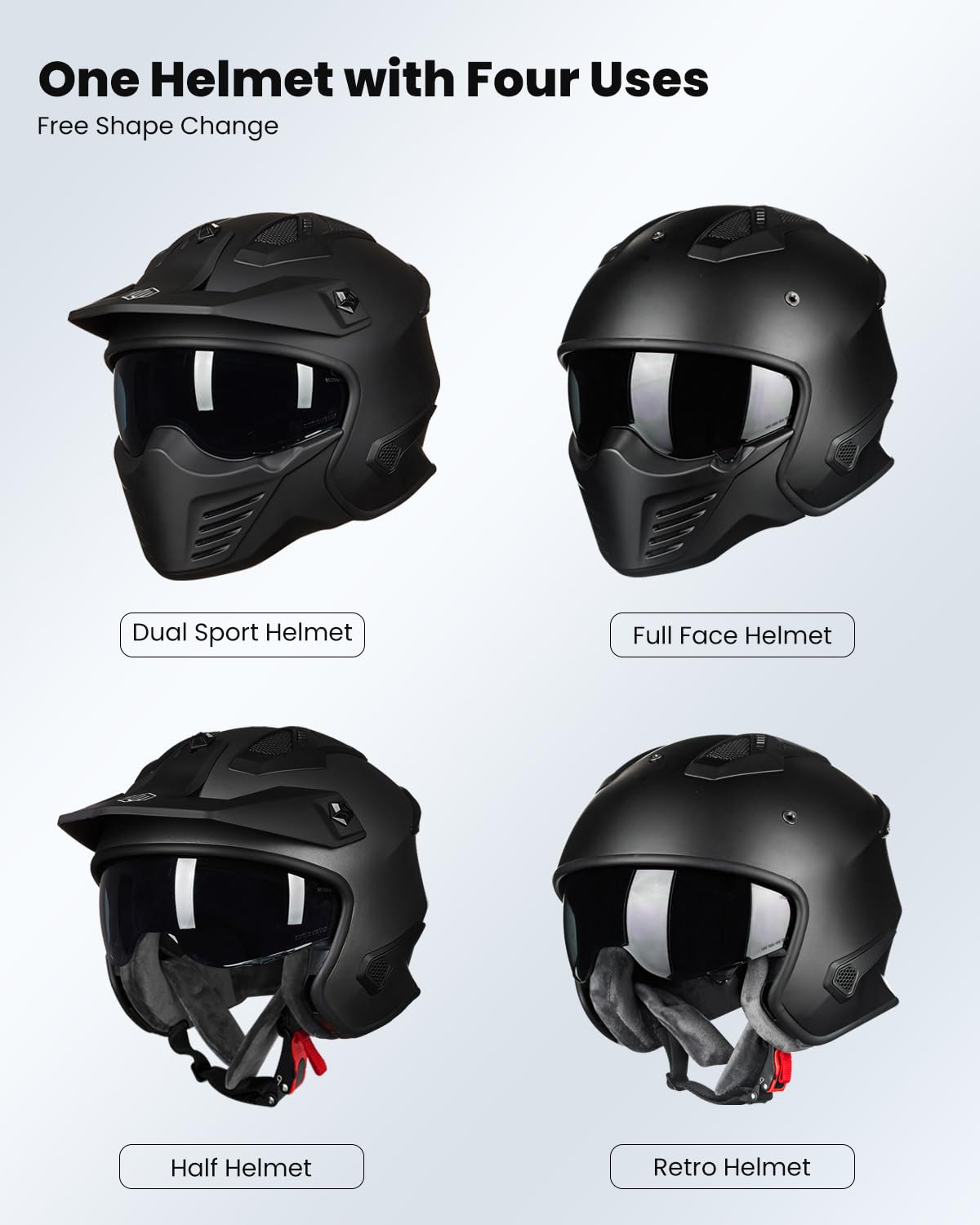 Foto 3 pulgar | Casco Ilm Open Face Motorcycle 3/4 Half Dot 726x Negro Mate - Venta Internacional.