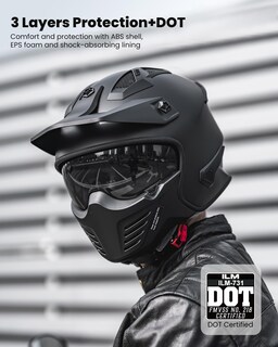 Foto 4 | Casco Ilm Open Face Motorcycle 3/4 Half Dot 726x Negro Mate - Venta Internacional.
