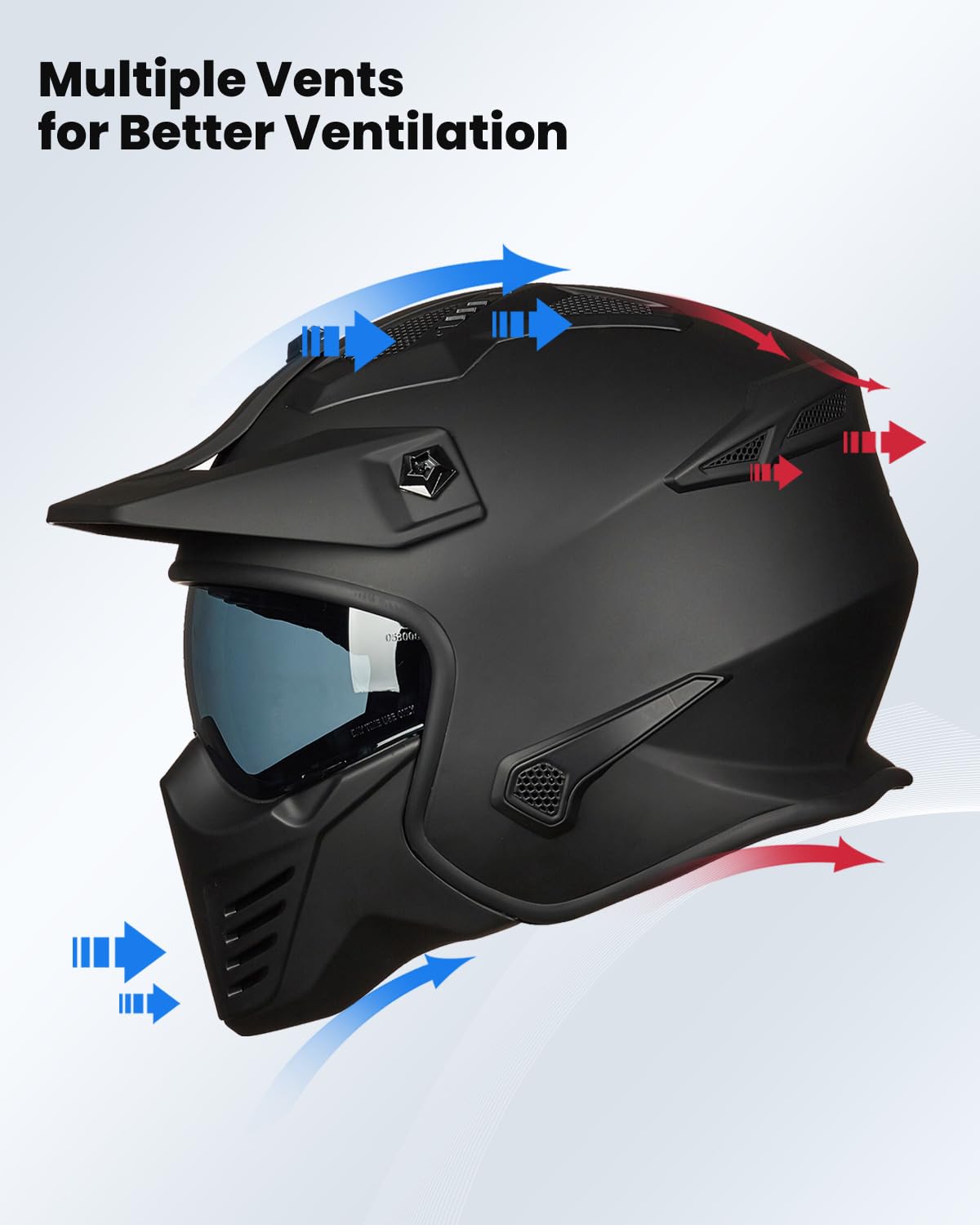 Foto 6 pulgar | Casco Ilm Open Face Motorcycle 3/4 Half Dot 726x Negro Mate - Venta Internacional.