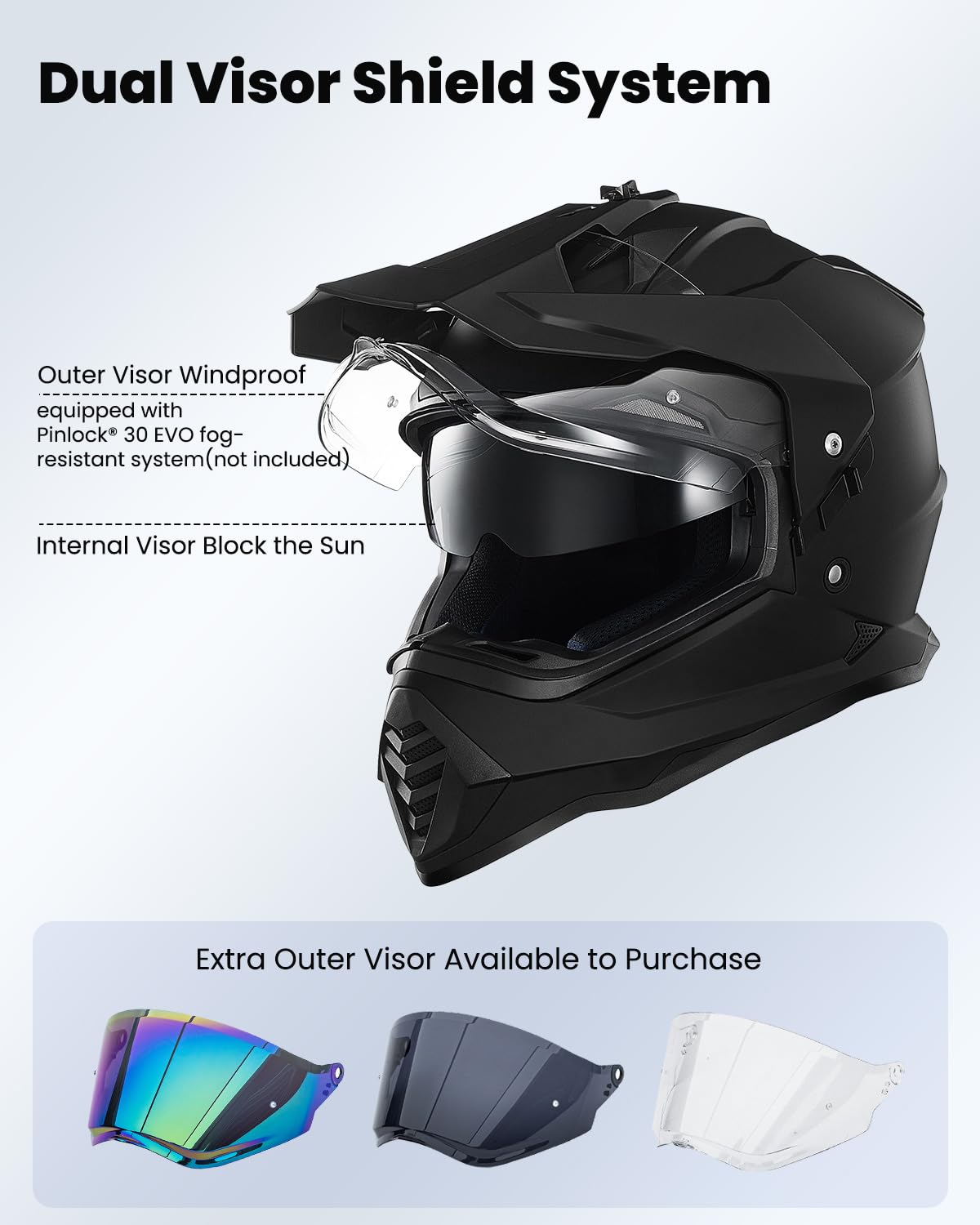 Foto 4 pulgar | Casco De Moto Ilm Dual Sport Adventure Ws902 Negro Mate - Venta Internacional.