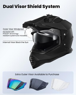 Foto 3 | Casco De Moto Ilm Dual Sport Adventure Ws902 Negro Mate - Venta Internacional.