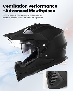 Foto 5 | Casco De Moto Ilm Dual Sport Adventure Ws902 Negro Mate - Venta Internacional.
