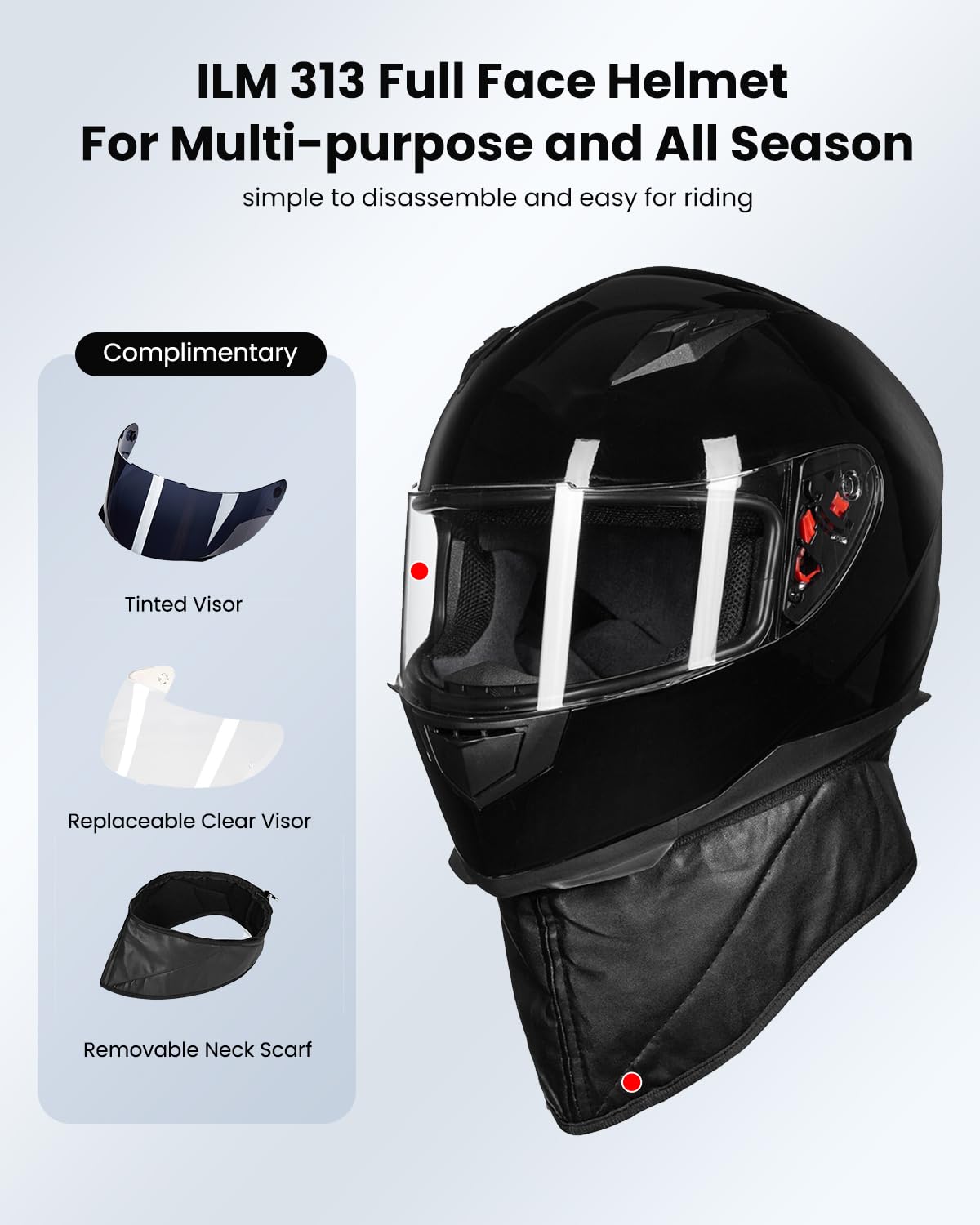 Foto 3 pulgar | Casco De Moto Ilm Integral Con Bufanda De Invierno Dot - Venta Internacional.