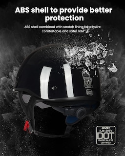 Foto 2 | Medio Casco De Moto Ilm Model-205v Negro Brillante (l) - Venta Internacional.