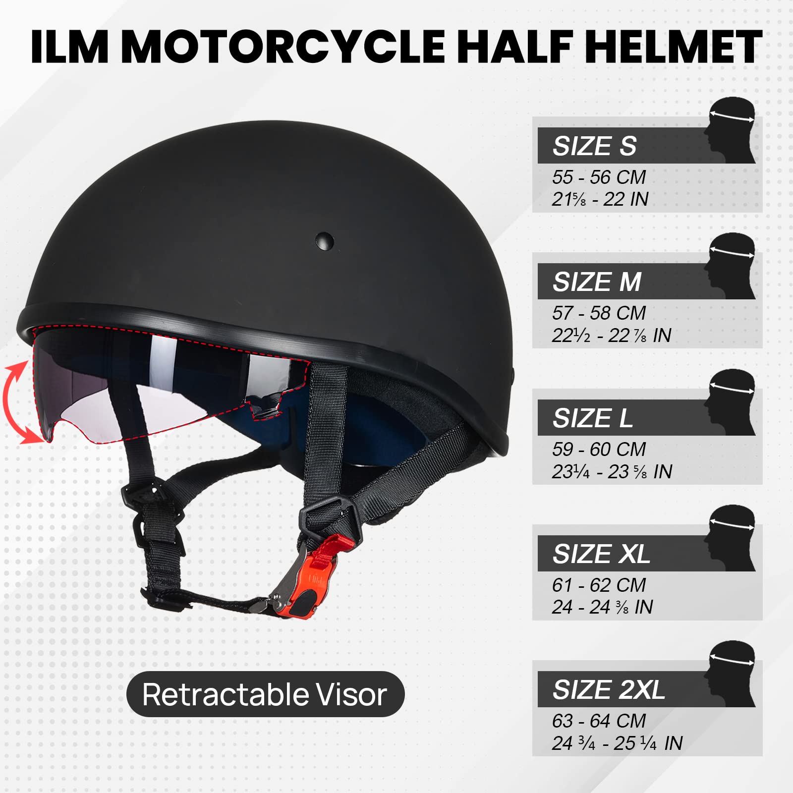 Foto 3 pulgar | Medio Casco De Moto Ilm 883v Con Parasol Aprobado Por El Dot - Venta Internacional.