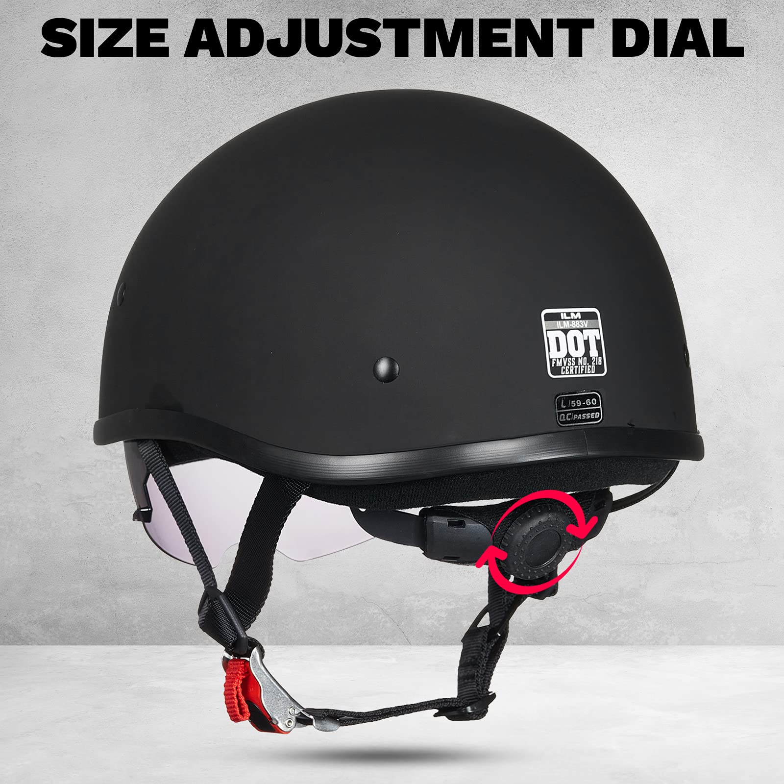 Foto 4 pulgar | Medio Casco De Moto Ilm 883v Con Parasol Aprobado Por El Dot - Venta Internacional.