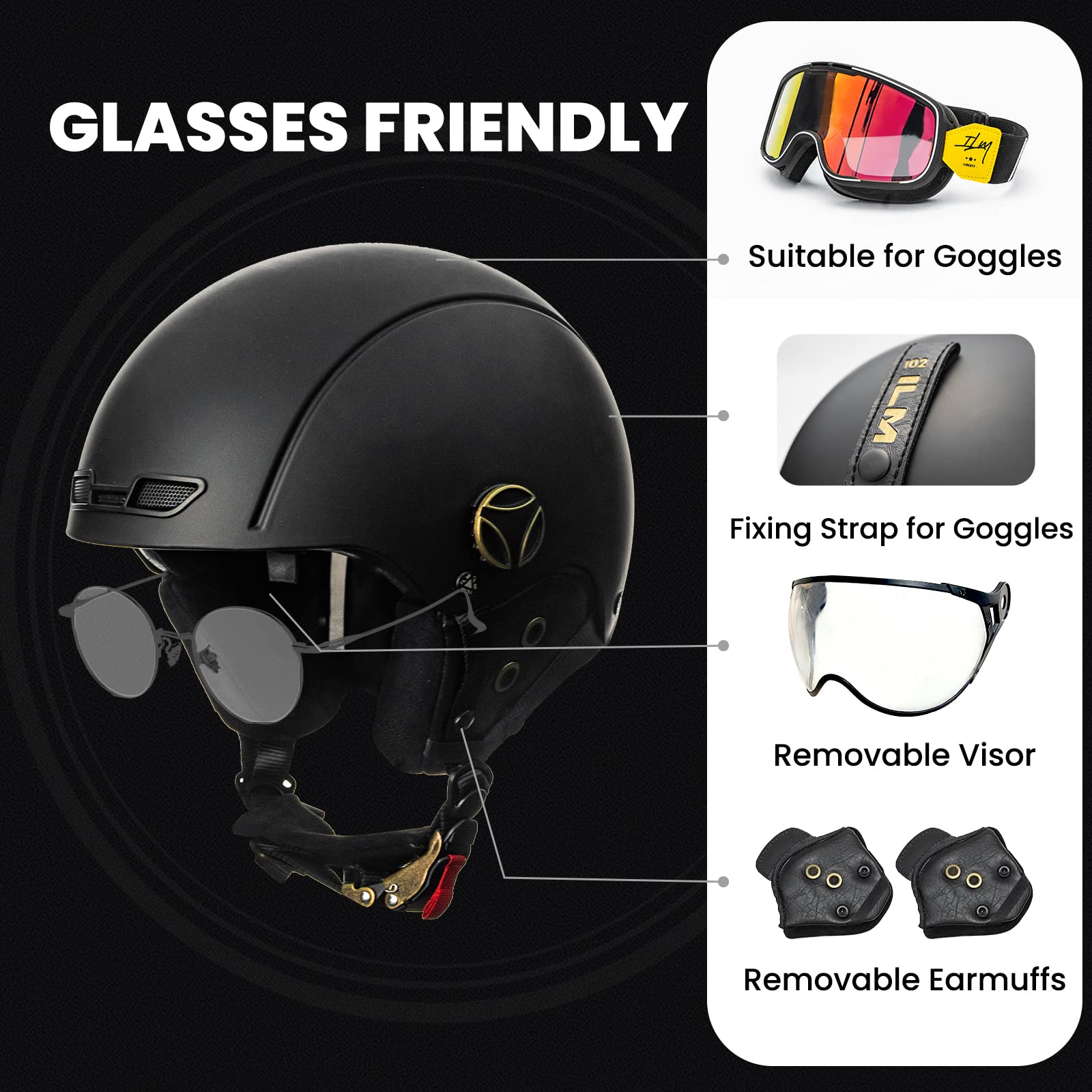 Foto 5 pulgar | Casco Ilm Para Bicicleta Para Adultos, Esquí Y Snowboard Z102, Negro - Venta Internacional.