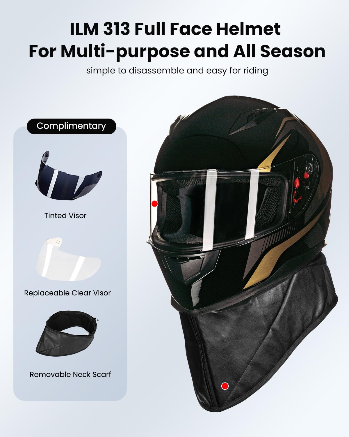 Foto 3 pulgar | Casco De Moto Ilm Integral Dot Modelo Jk313 (s, Dorado) - Venta Internacional.