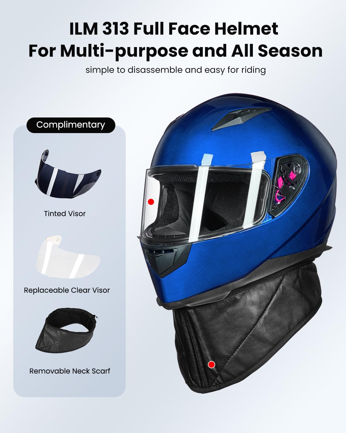 Foto 3 pulgar | Casco De Moto Ilm Integral Dot Modelo Jk313 (s, Azul) - Venta Internacional.