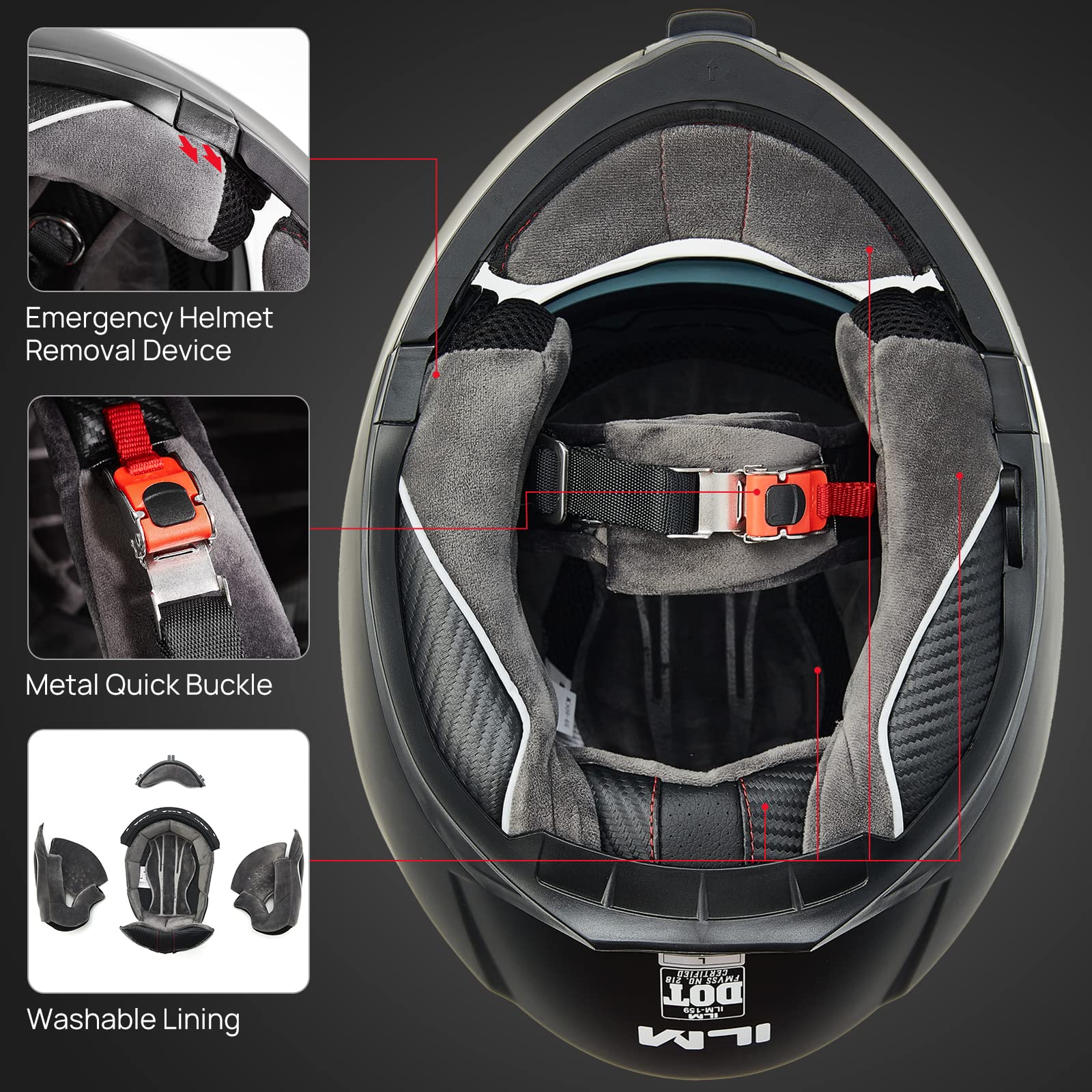 Foto 4 pulgar | Casco De Moto Ilm  Modular  Integral  Abatible  Dot 159 - Venta Internacional.