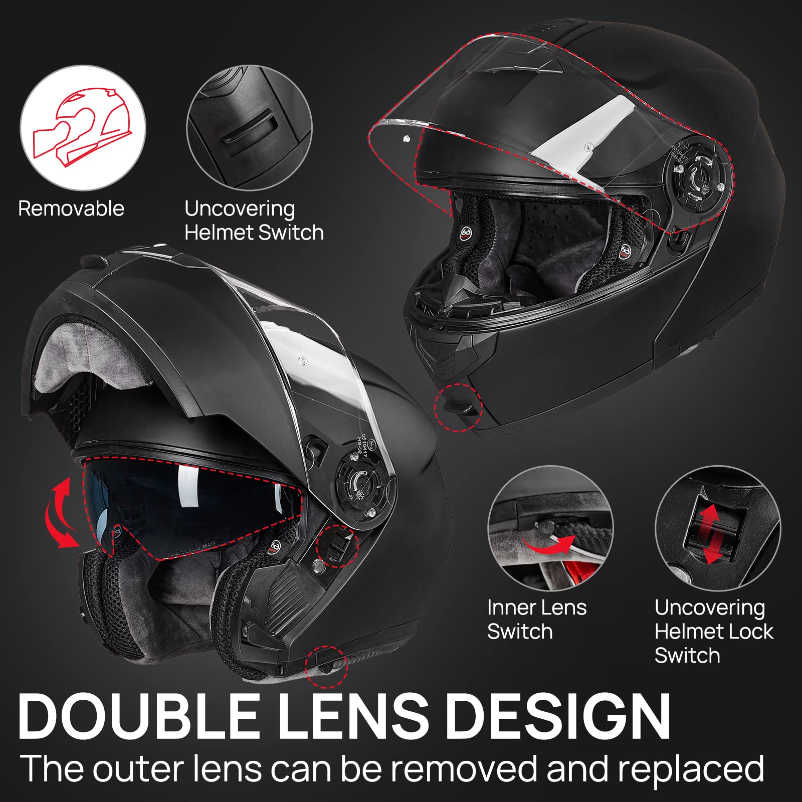 Foto 5 pulgar | Casco De Moto Ilm  Modular  Integral  Abatible  Dot 159 - Venta Internacional.