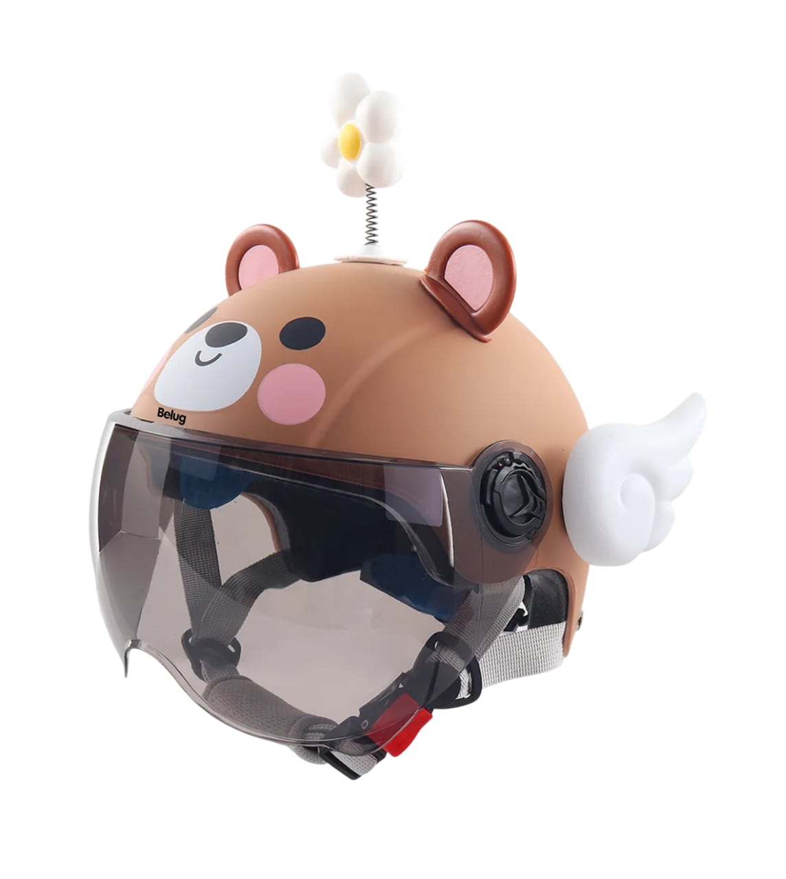 Casco Para Moto Infantil Oso Con Alas Color Marron