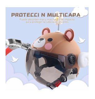 Foto 3 | Casco Para Moto Infantil Oso Con Alas Color Marron
