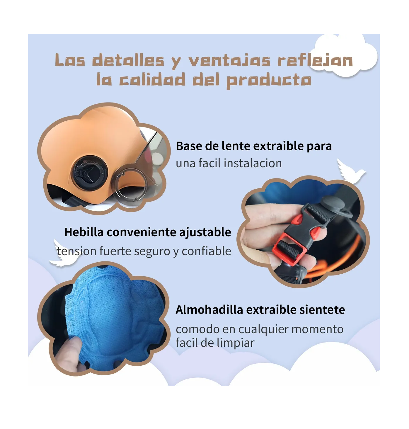 Foto 5 pulgar | Casco Para Moto Infantil Oso Con Alas Color Marron