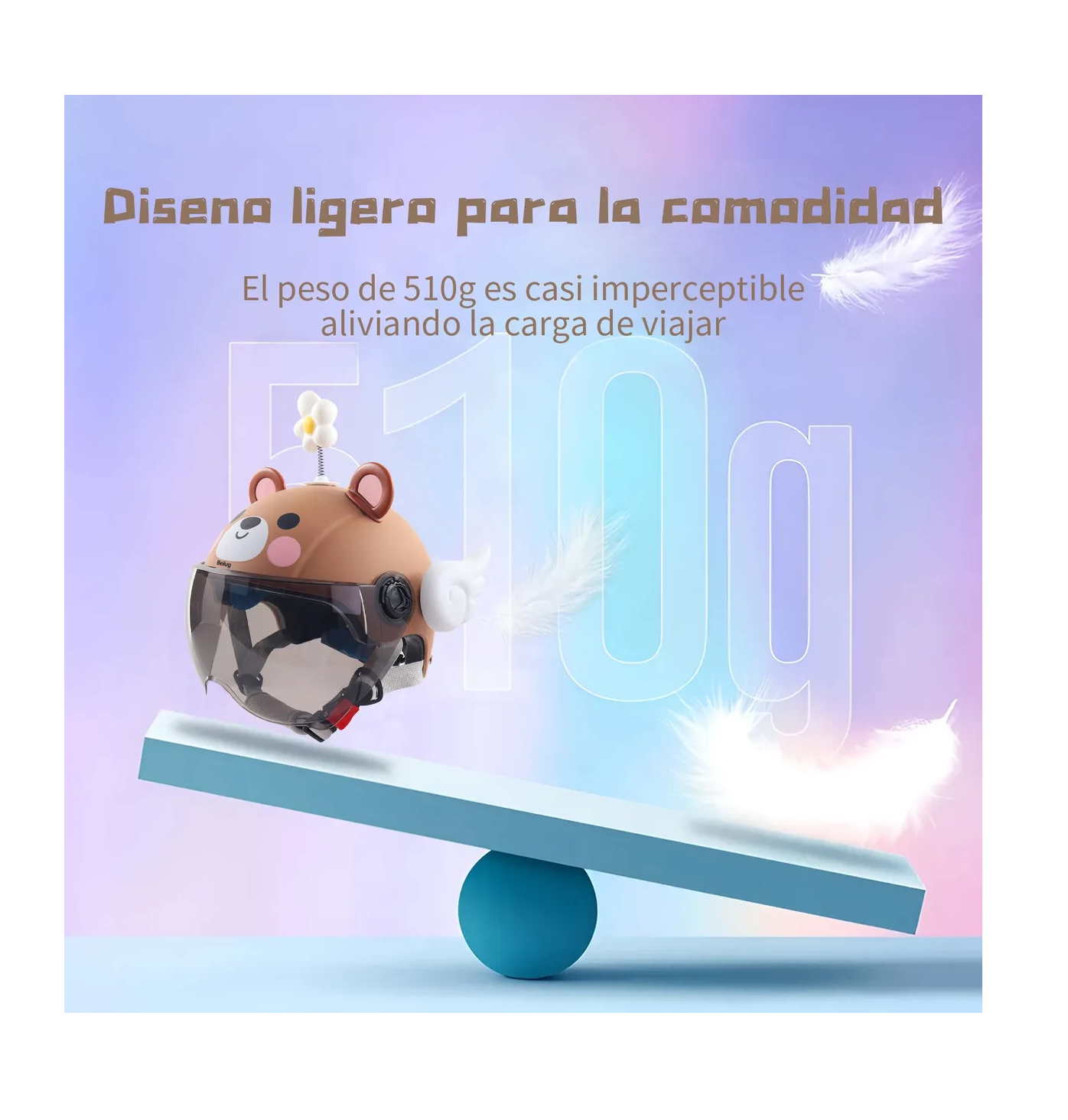 Foto 6 pulgar | Casco Para Moto Infantil Oso Con Alas Color Marron