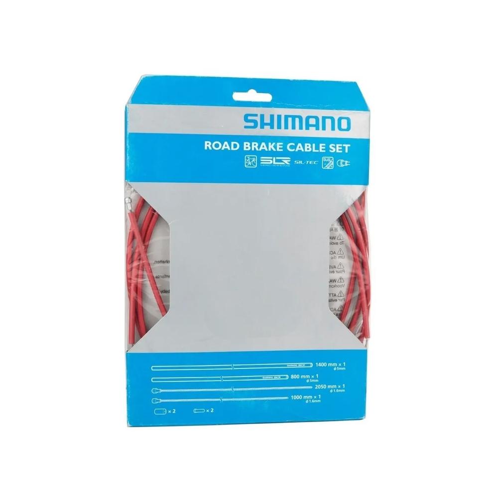 Cable Freno Y Forro Para Bicicleta Shimano Teflon Color Rojo