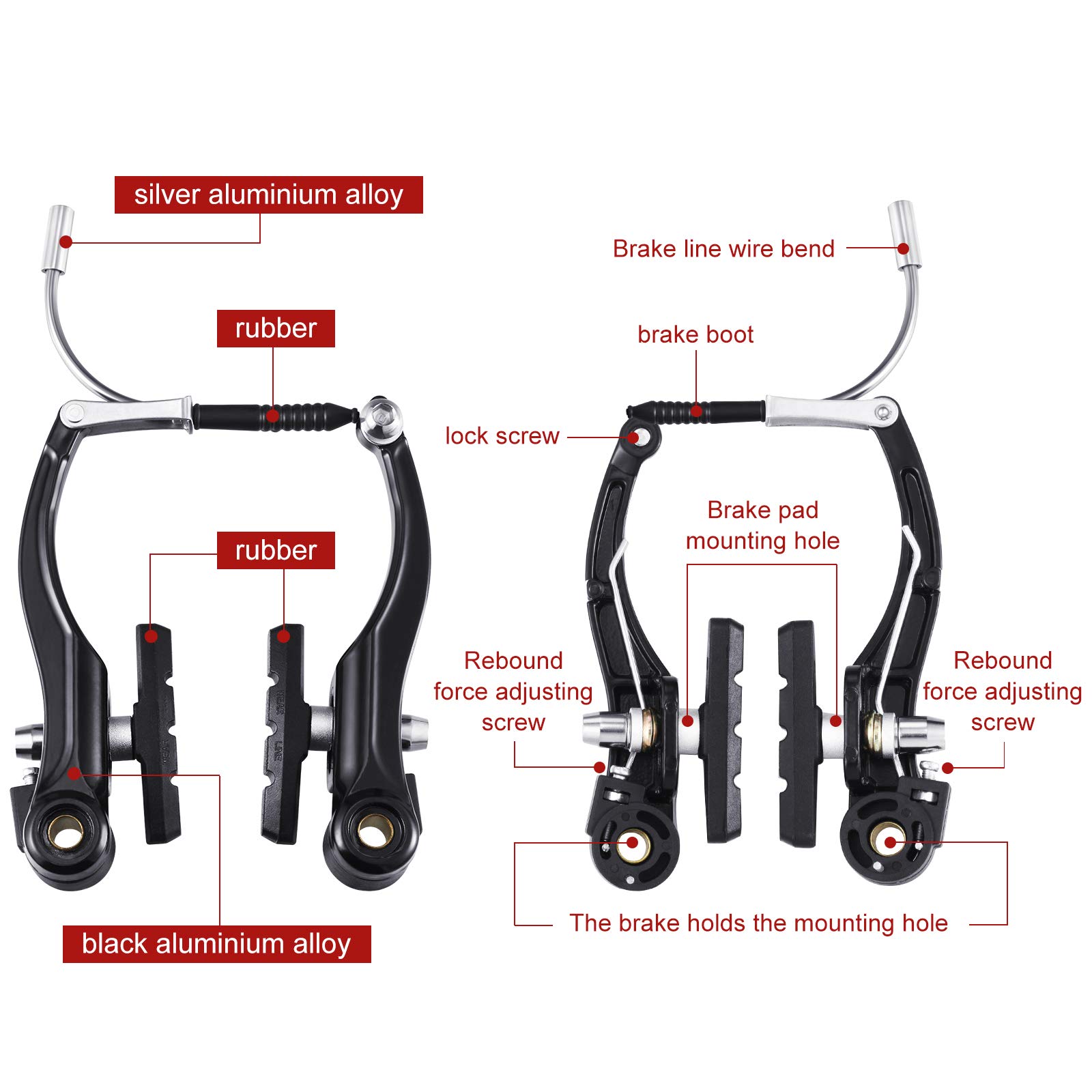 Foto 4 pulgar | Juego De Frenos Para Bicicleta Boao Complete V-type Mtb Delantero/trasero (negro) - Venta Internacional.