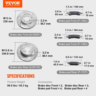 Foto 7 | Kit De Frenos Vevor Delantero Y Trasero Para Chevy Silverado Gmc Sierra - Venta Internacional.