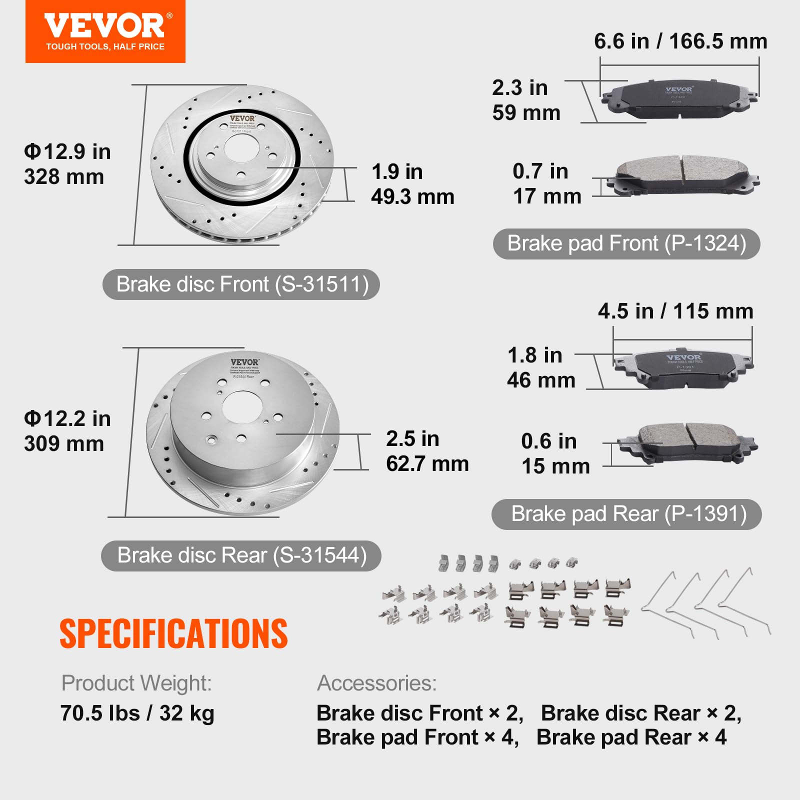 Foto 8 pulgar | Kit De Frenos Vevor Compatible Con Toyota Sienna, Highlander - Venta Internacional.