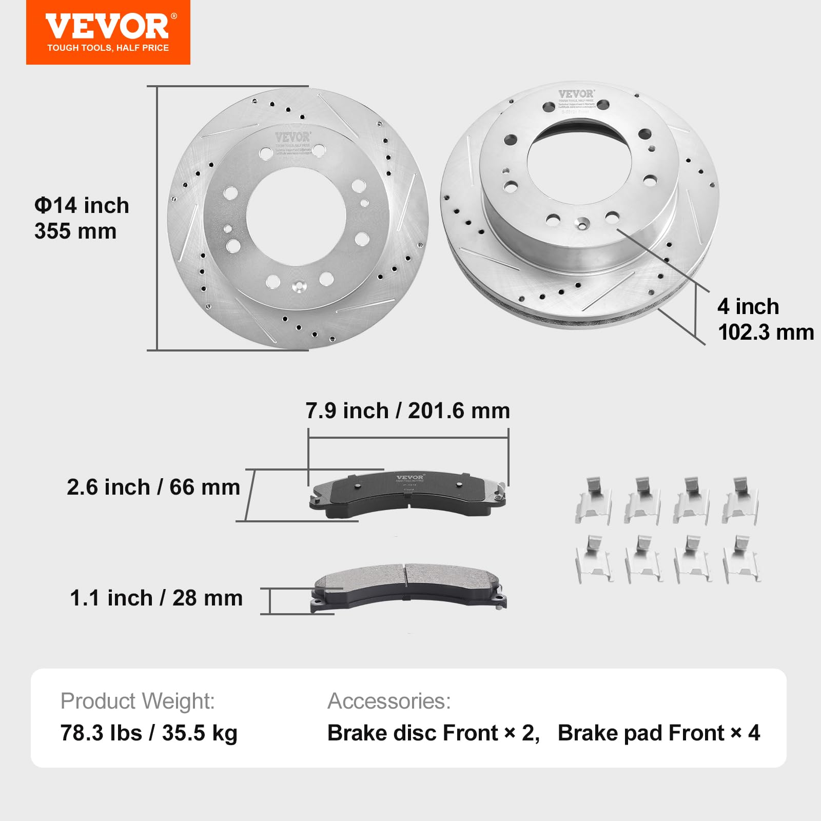 Foto 8 pulgar | Kit De Frenos Vevor Front Compatible Con Chevy Silverado 2011-2019 - Venta Internacional.