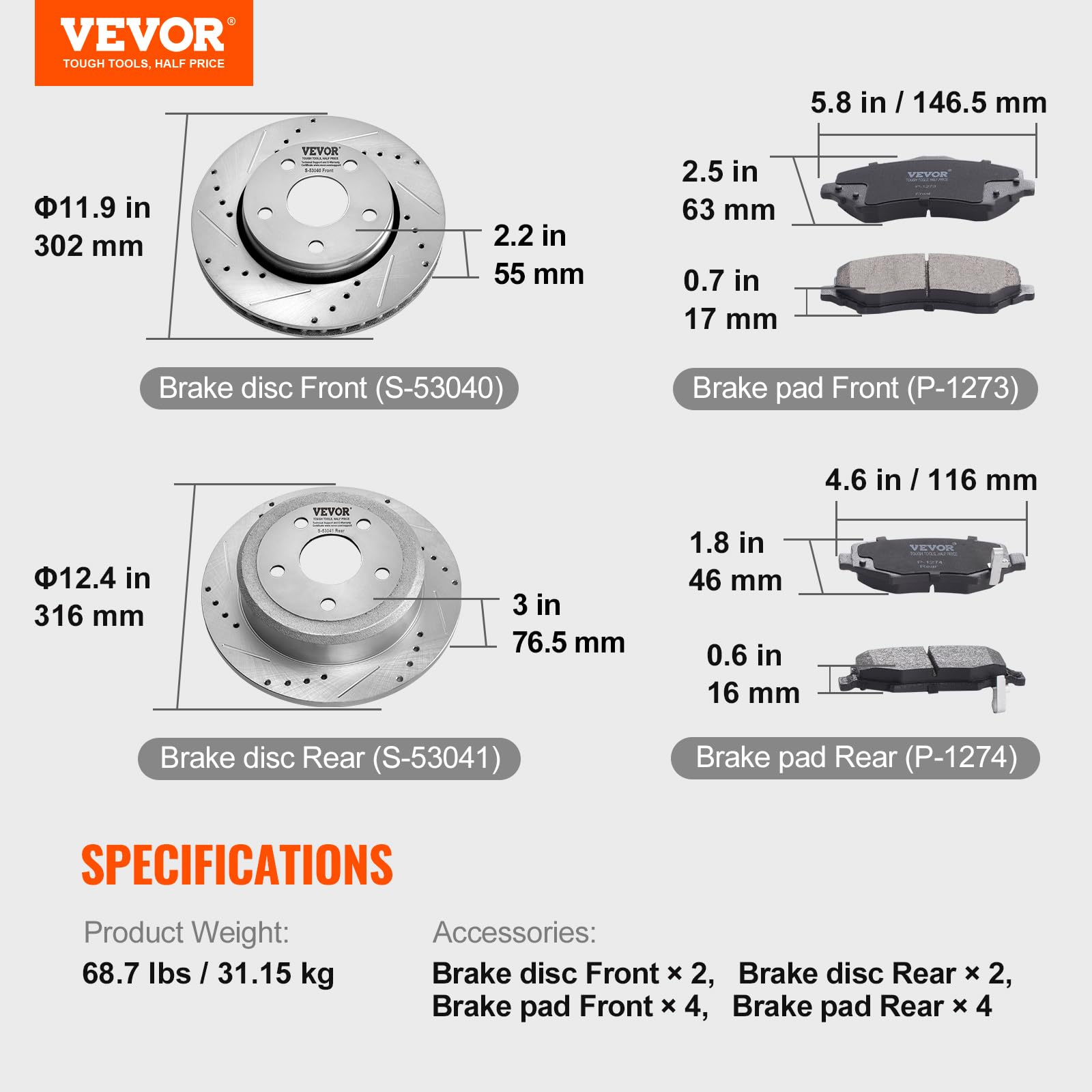 Foto 8 pulgar | Kit De Frenos Vevor Compatible Con Jeep Wrangler 2007-2017 - Venta Internacional.