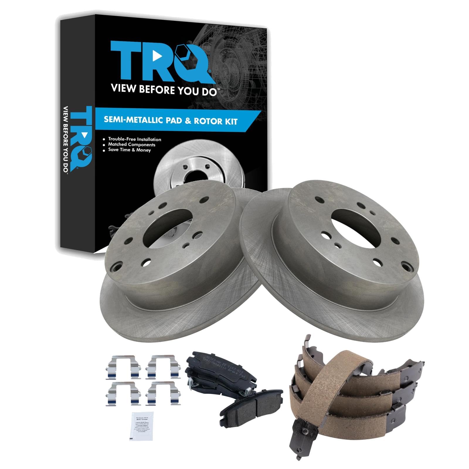 Kit De Pastillas De Freno Y Rotor Trasero Trq Semimetálico Para Mitsubishi - Venta Internacional. $4,049