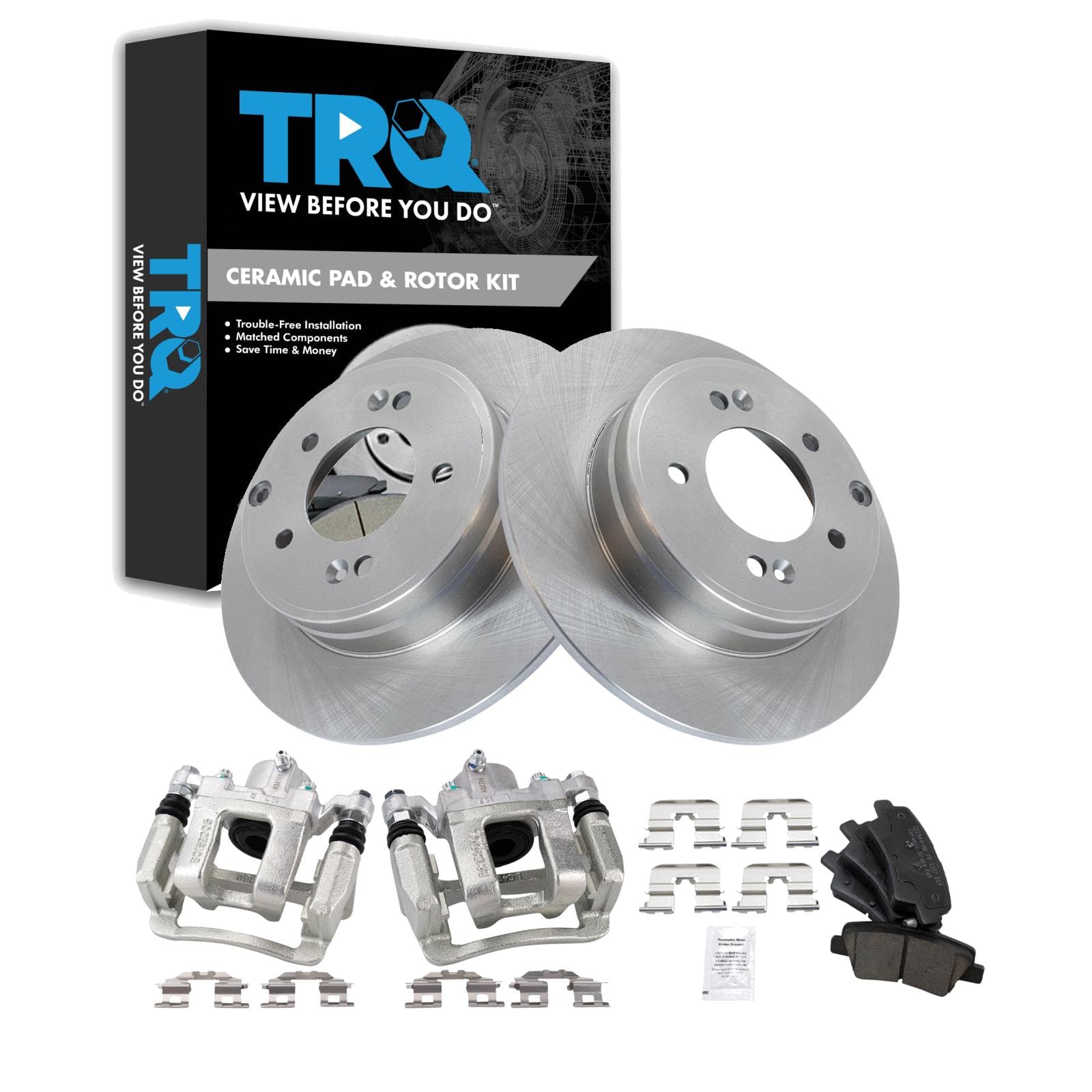 Kit De Pastillas De Freno Y Rotor Trq Rear Ceramic Para Hyundai Sonata - Venta Internacional. $5,779