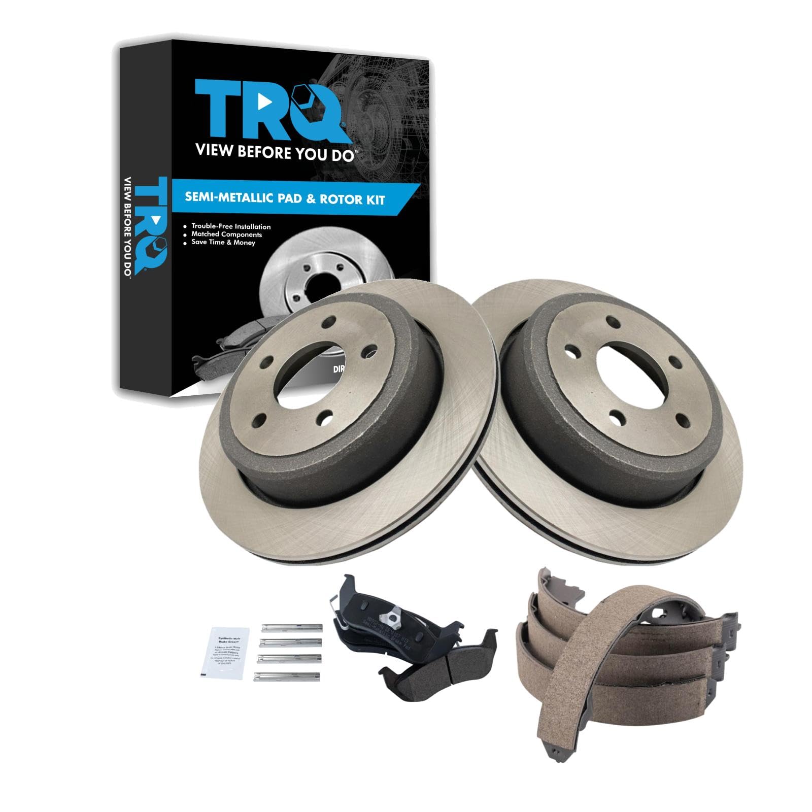 Kit De Pastillas De Freno Y Rotor Trq Trasero Semimetálico Para Ford Ranger - Venta Internacional. $3,605