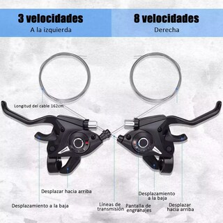 Foto 5 | Palancas De Freno /cambios Bicicleta Montaña 24 Vel 3x8 Lab.g Negro