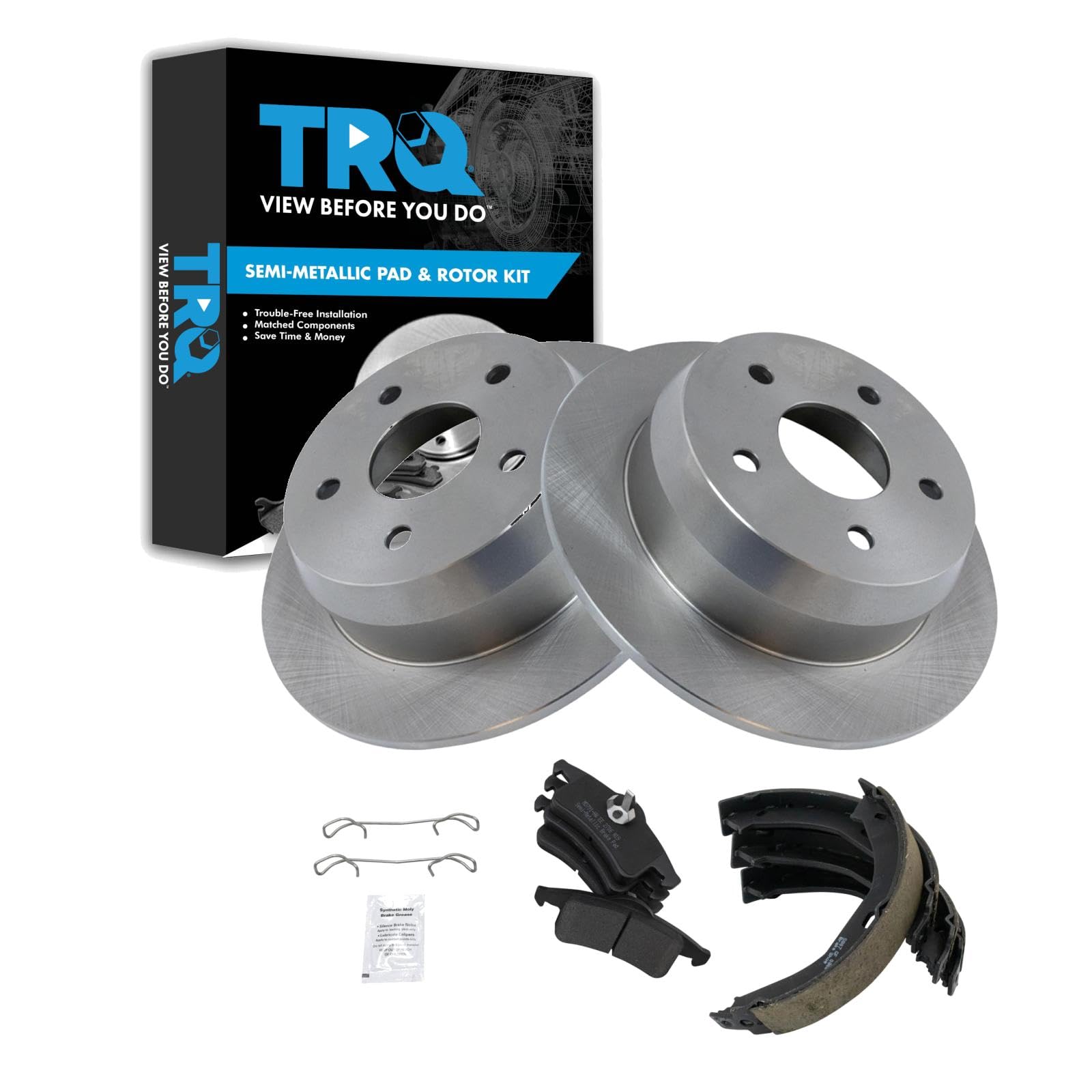 Kit De Pastillas De Freno Y Rotor Trasero Trq Semimetálico Para Jeep Grand Cherokee 1999-2004 - Venta Internacional. $5,223