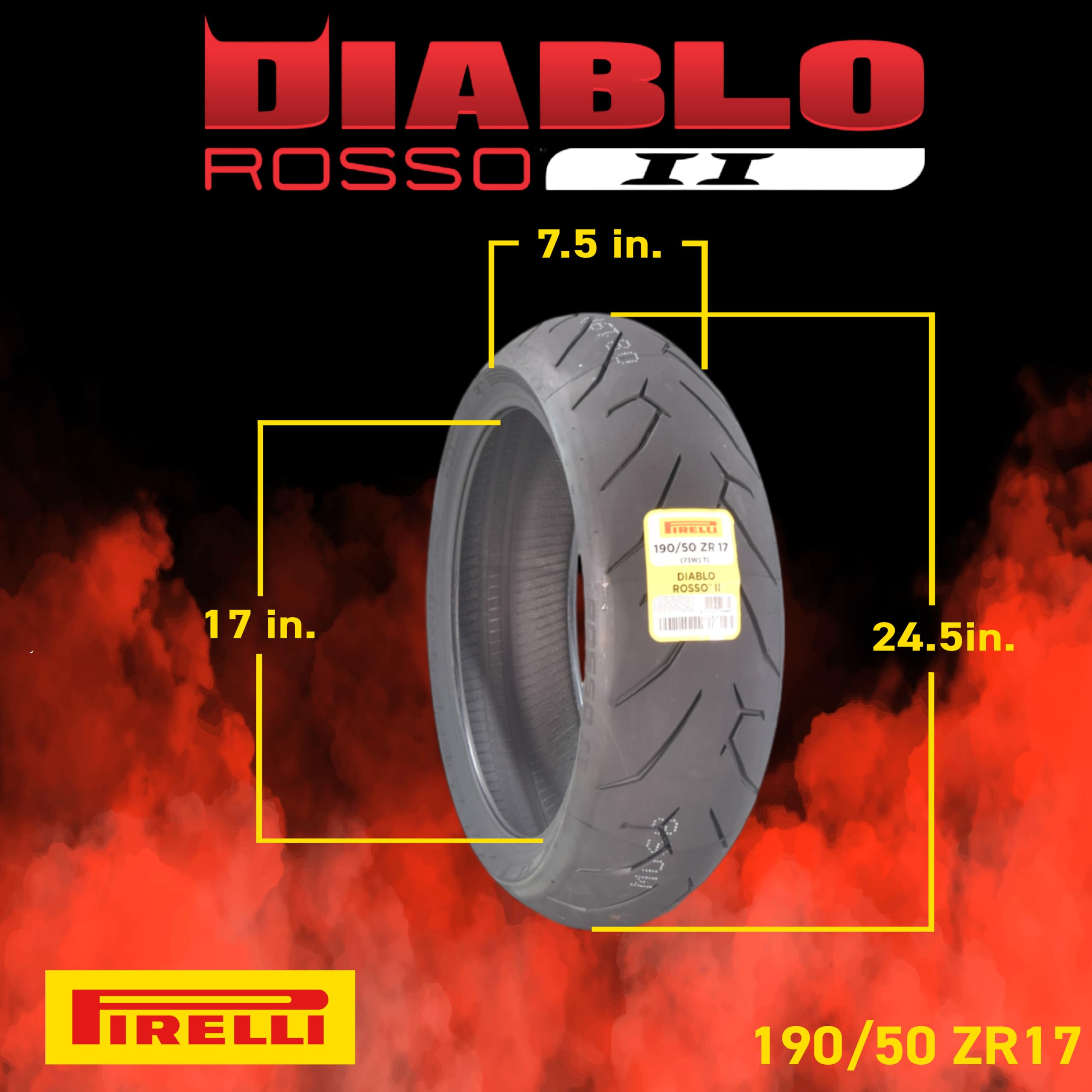 Foto 3 pulgar | Neumático De Moto Pirelli Diablo Rosso Ii 190/50 Zr 17 M/c (73 W) - Venta Internacional.