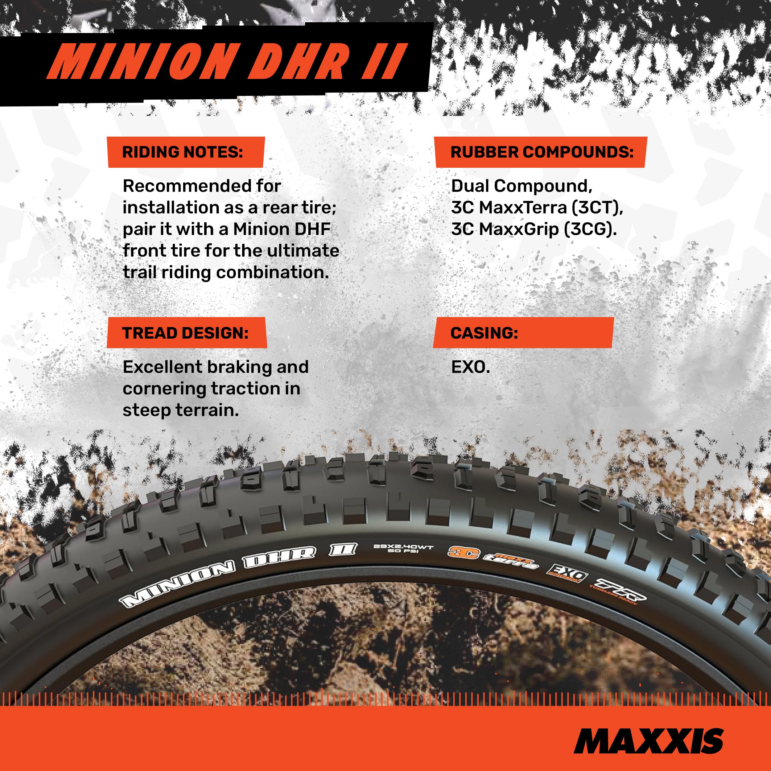 Foto 4 pulgar | Neumático Maxxis Minion Dhr Ii E25 24x2.30 Tubeless Para Bicicleta Eléctrica - Venta Internacional.