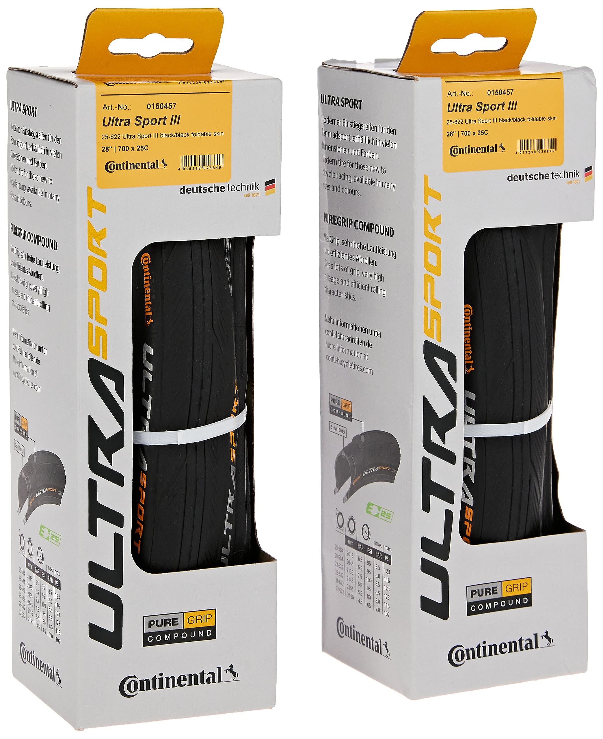 Foto 2 pulgar | Neumáticos Continental Ultra Sport Iii Negros Plegables Puregrip 700x25c, Juego De 2 - Venta Internacional.