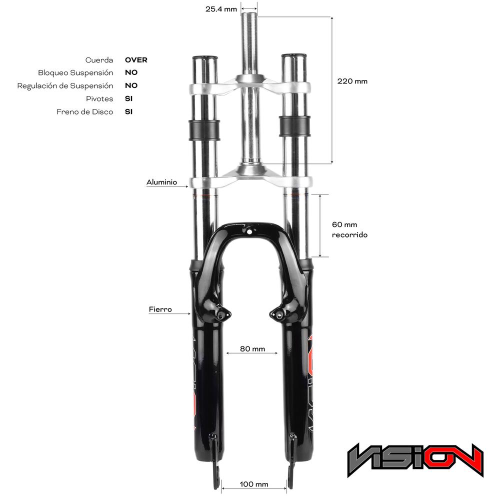 Foto 2 | Suspensión Rígida para Bicicleta Vision  R26 22.2 620dh Freno de Disco color Negro