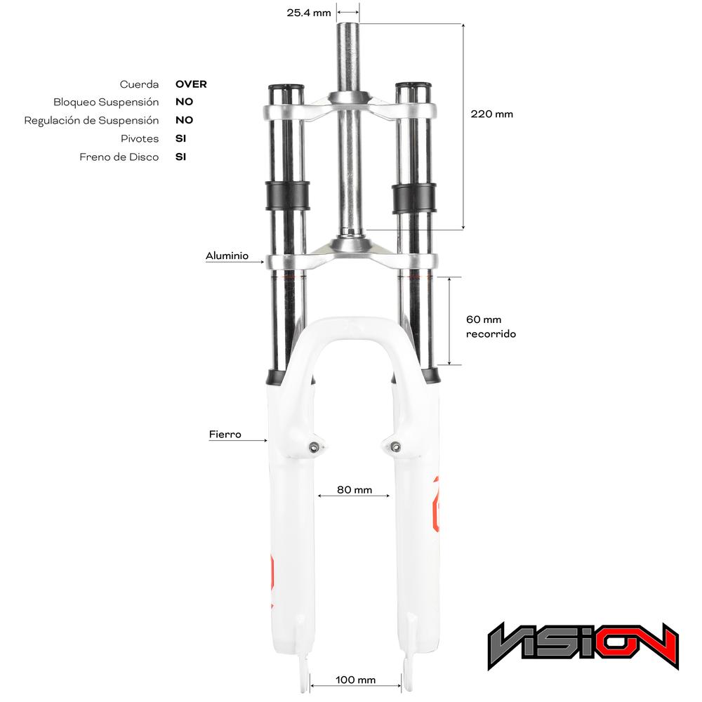 Foto 3 pulgar | Suspension para Bicicleta Vision R26 22.2 620DH color Blanco Freno de Disco