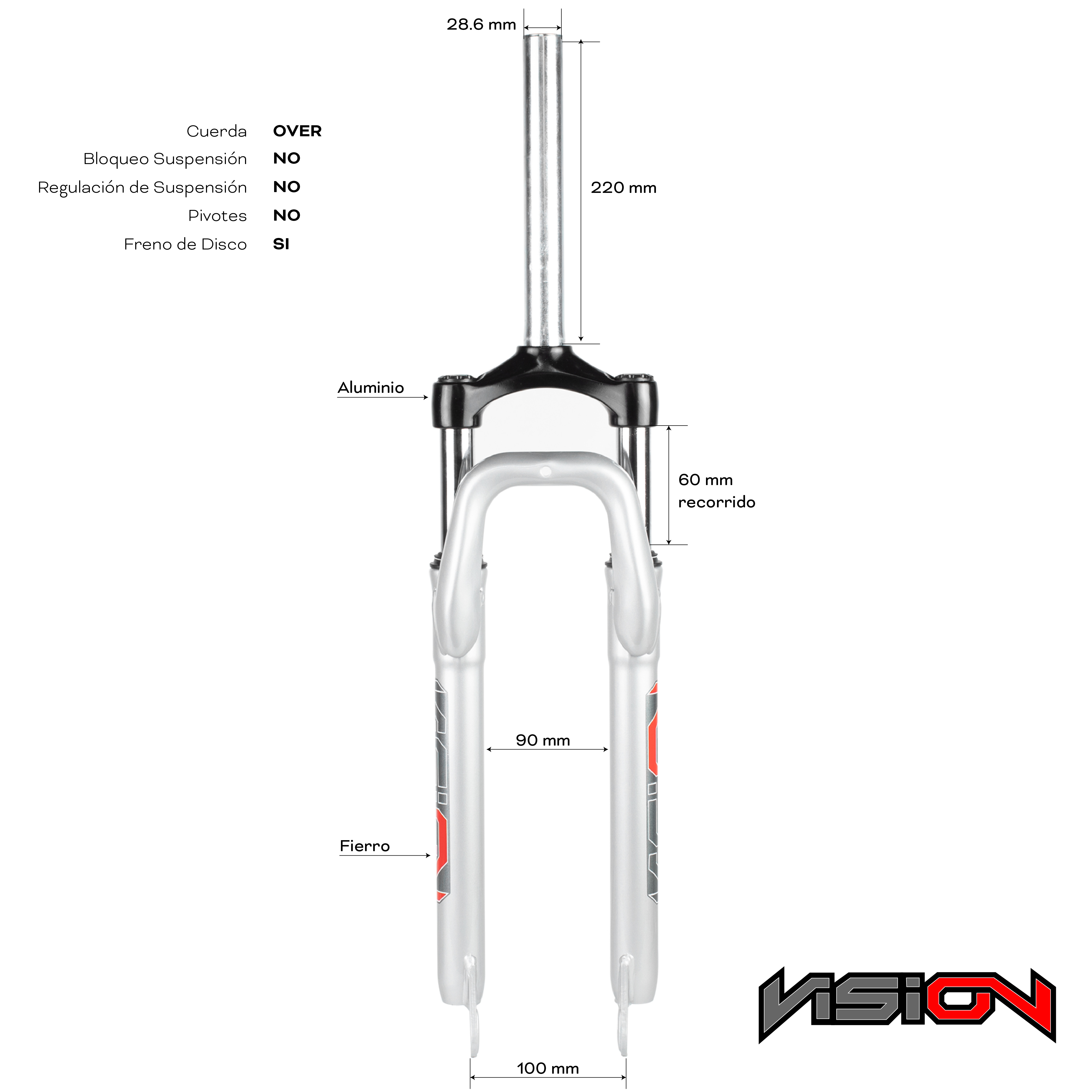 Foto 3 pulgar | Suspension Vsion Para Bicicleta R29 Freno Disco Ys-716 Color Plata