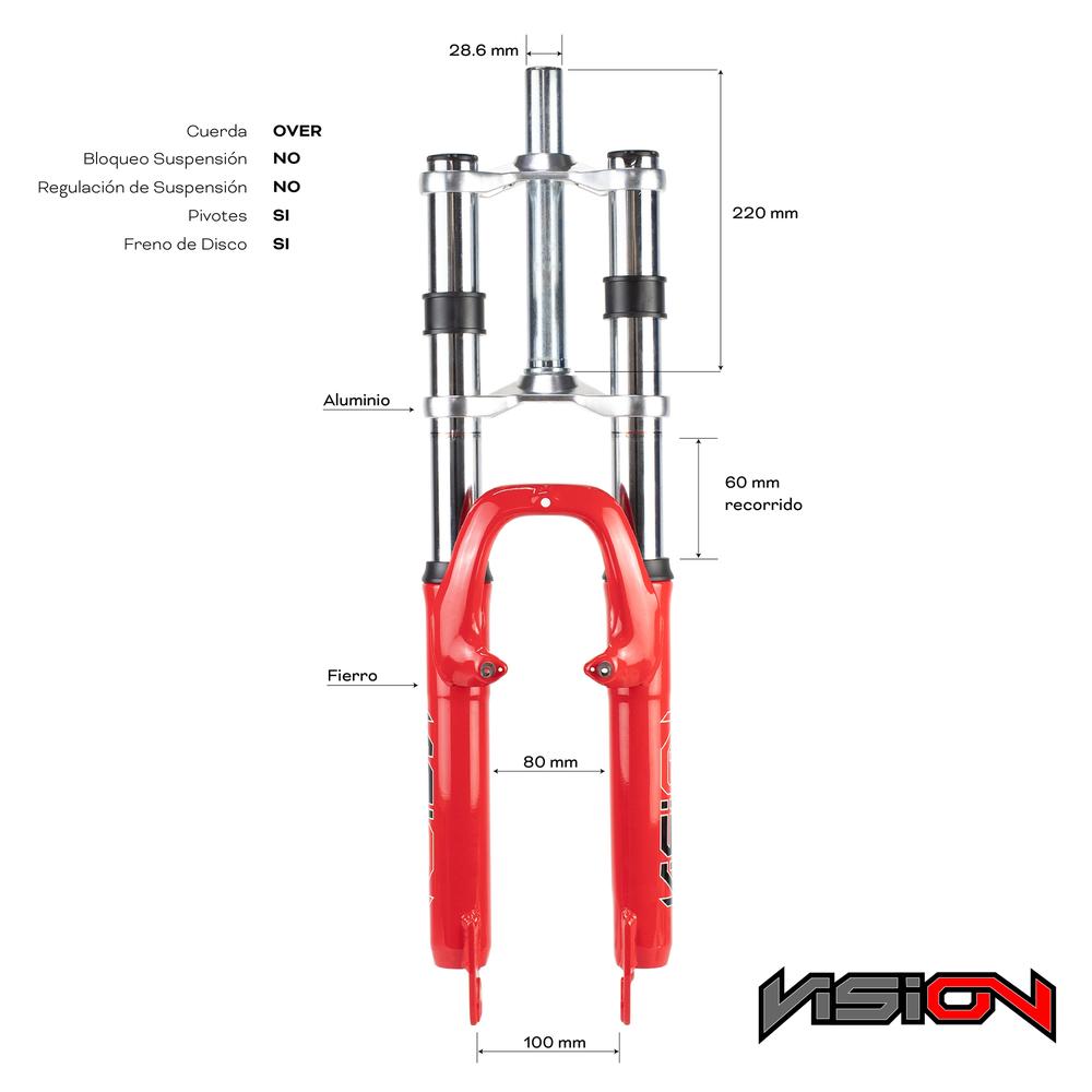 Foto 2 | Suspension para Bicicleta Vision R26 620dh Freno de Disco color Rojo